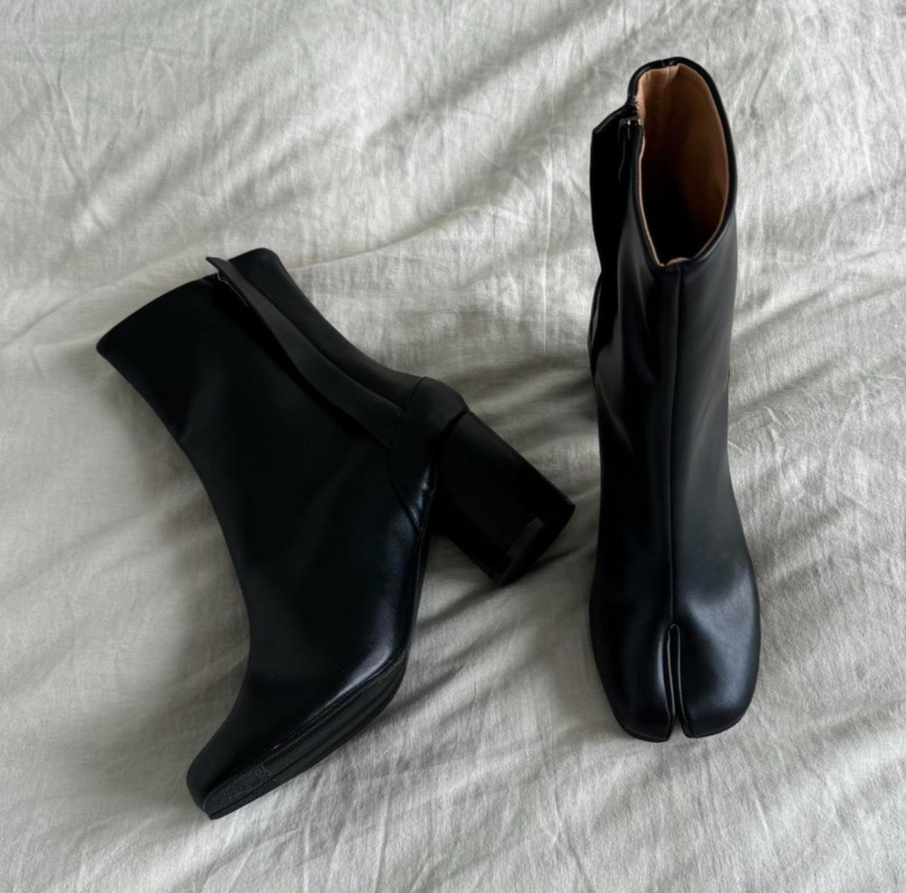 Leather Tabi Boots with Heels