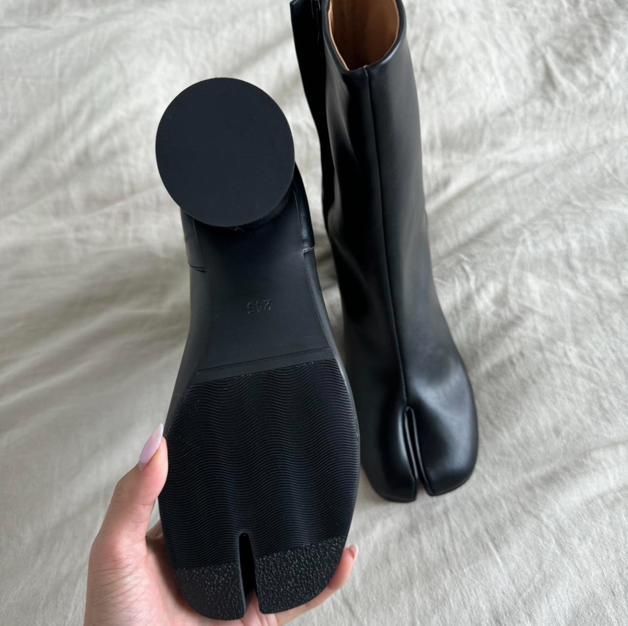 Leather Tabi Boots with Heels