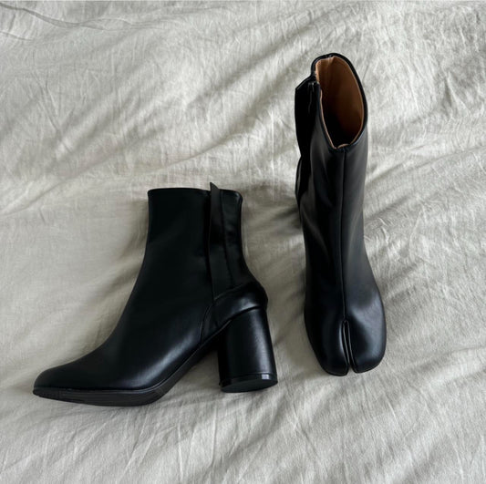 Leather Tabi Boots with Heels
